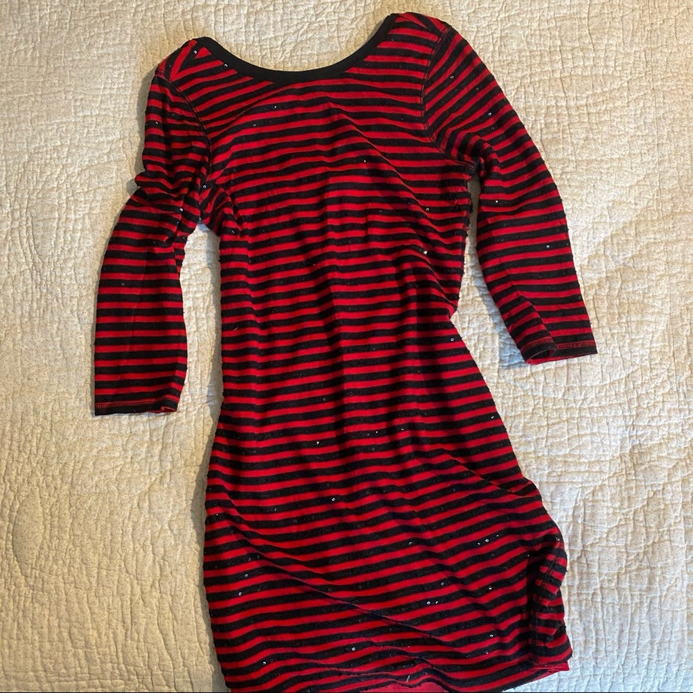 Express scoop neck striped holiday sweater dress tunic XS